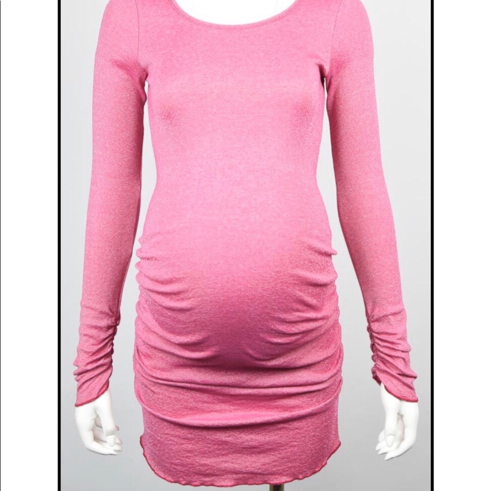 Michael Stars Purple Ruched Maternity Tunic Dress